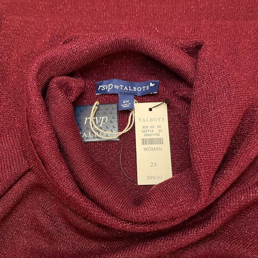 RSVP by Talbots Shimmer Turtleneck | Bordeaux Burgundy | NWT - Picture 7 of 10